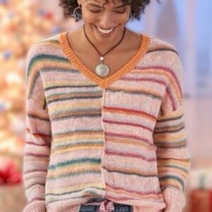 Sundance Sundance Symphony Stripes Sweater XL pink blue yellow orange loose